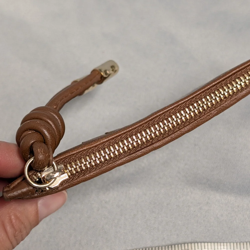 Woven Leather Card Wallet in Brown